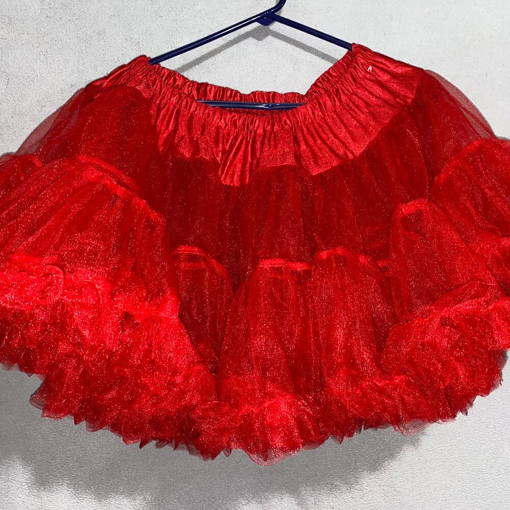 Leg Avenue Red Tutu Skirt One Size | Layered Tulle Petticoat Costume Rave Dance - Picture 2 of 5